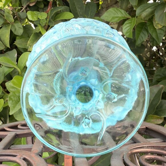 Fenton ICE BLUE Opalescent Lily Of The Valley Glass Fairy Lamp 7” EXCELLENT - Picture 8 of 8